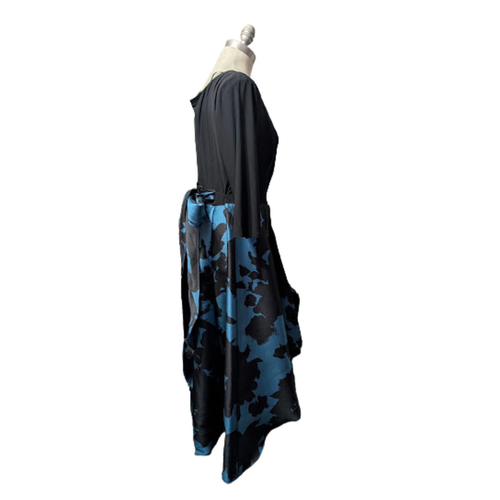 Unknown London R&M Richards Black Blue Midi A-Line Dress Women’s 14 USED Size XL / US 12-14 / IT 48-50 - 3 Thumbnail