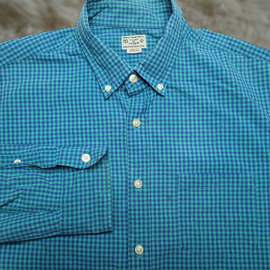 J.Crew VINTAGE J.CREW Blue Green Check Plaid Button-Up Long Sleeve Shirt Adult Small Cotton Mens Size US S / EU 44-46 / 1 - 1 Thumbnail