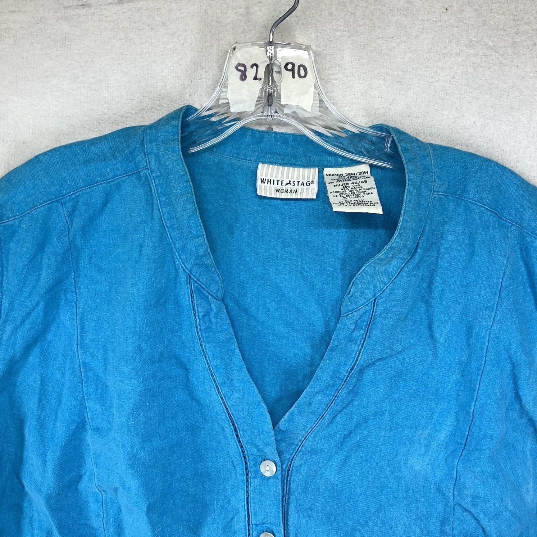 Vintage VINTAGE White Stag Women's Tunic Top Size 26W Sleeveless Linen Blend Blue Boho Casual Summer Size 4XL / US 24-26 - 3 Thumbnail