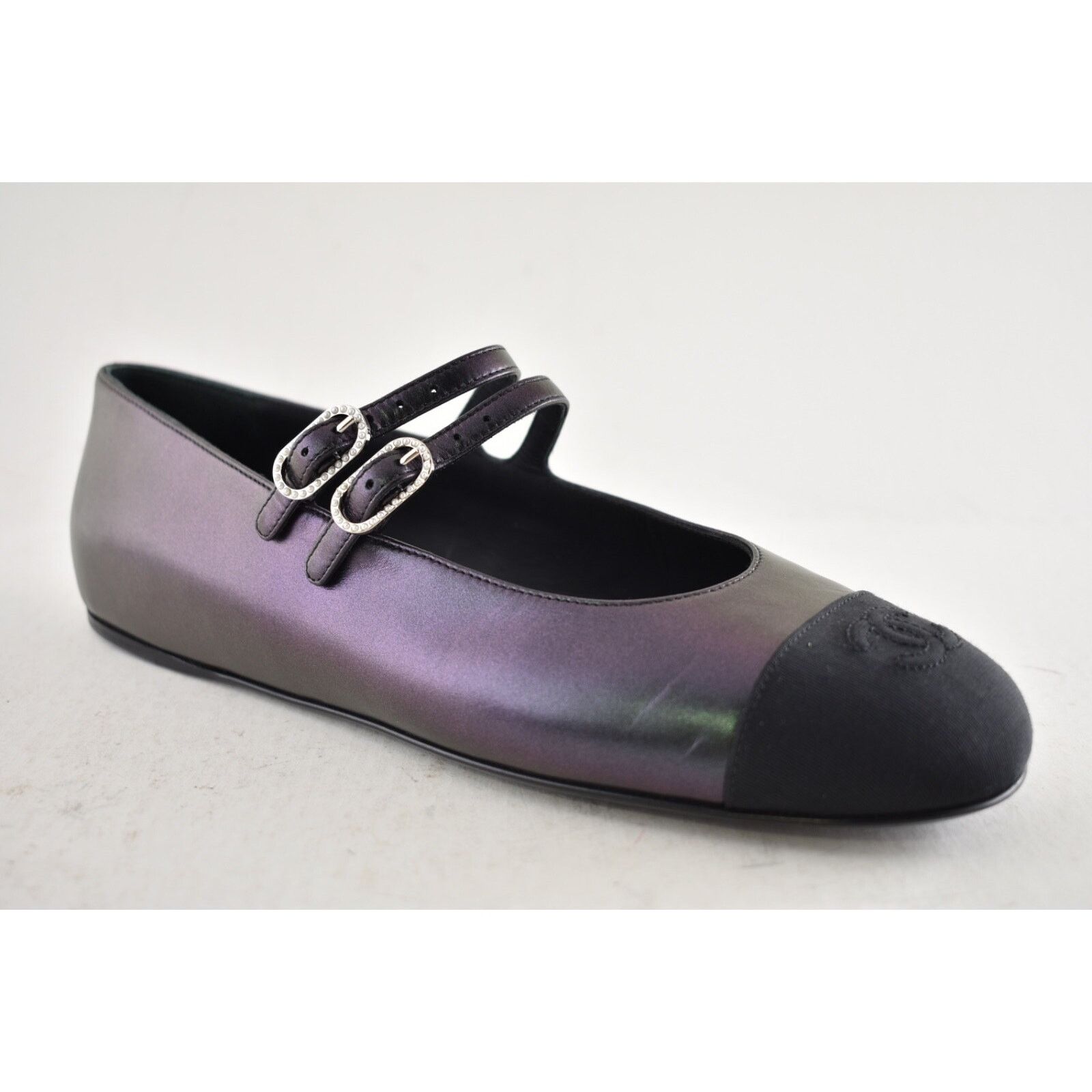 Chanel Chanel 24S Iridescent Black Double Strap Pearl CC Logo Size US 8 / IT 38 - 4 Thumbnail