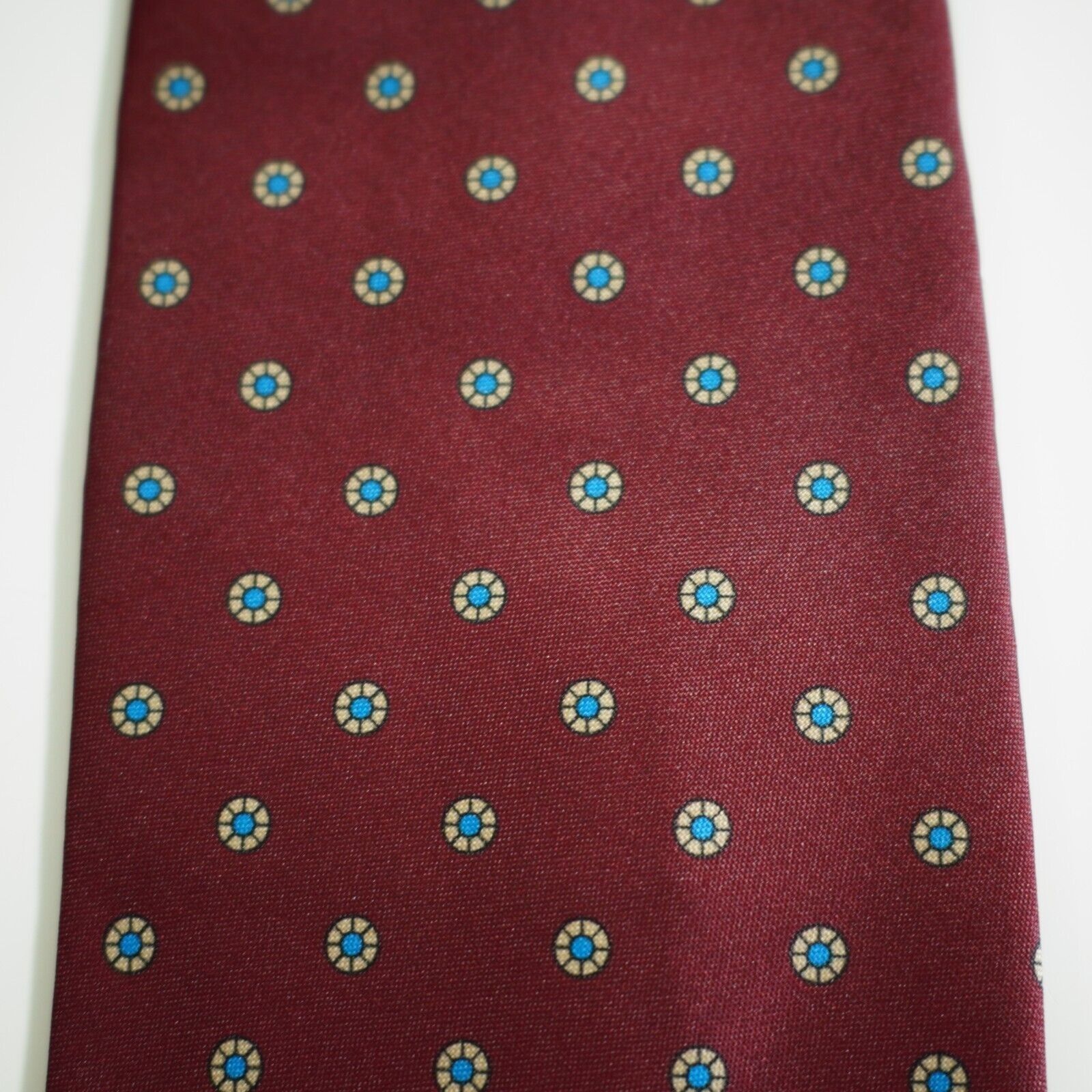 Van Heusen Van Heusen 417 Red Blue Floral Geometric Print Short Silk Ti Size ONE SIZE - 2 Thumbnail