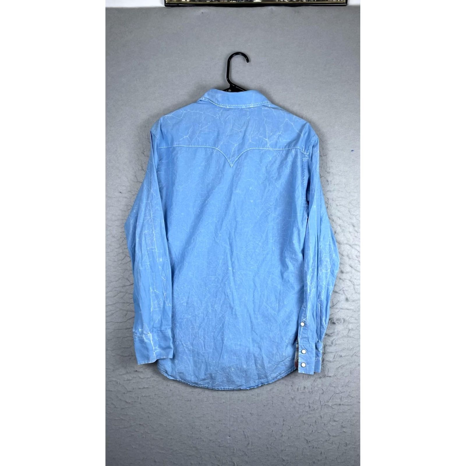 Vintage Rock & Roll Cowboy Shirt Men M Blue Solid Long Sleeve Snap Button Western Shirt Size US M / EU 48-50 / 2 - 5 Thumbnail