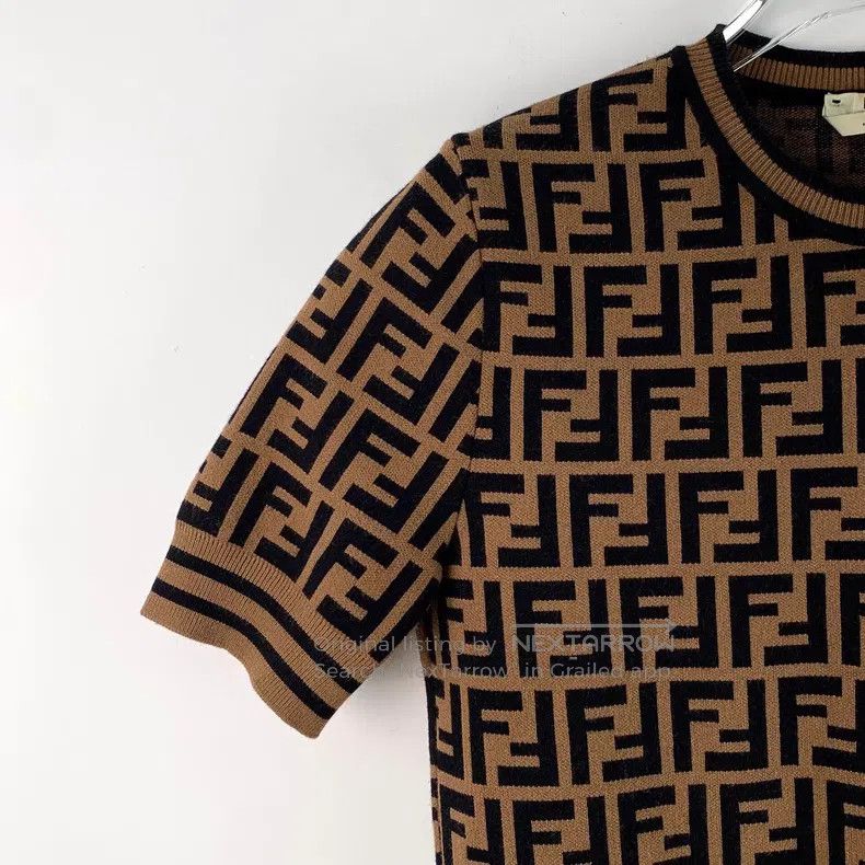 Fendi Fendi Dark brown double F vintage full-print round neck sh Size M / US 6-8 / IT 42-44 - 3 Thumbnail