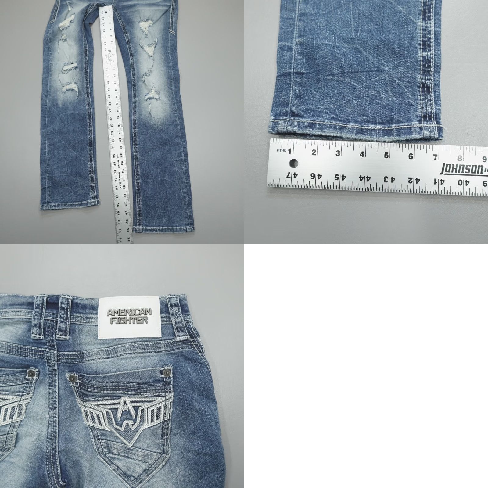 Affliction Affliction Denim Jeans Gage Peak Grove Men's 29 Blue Embroidered Slim Straight Casual 5-Pocket Denim 99% Cotton 1% Spandex Size US 29 - 8 Thumbnail