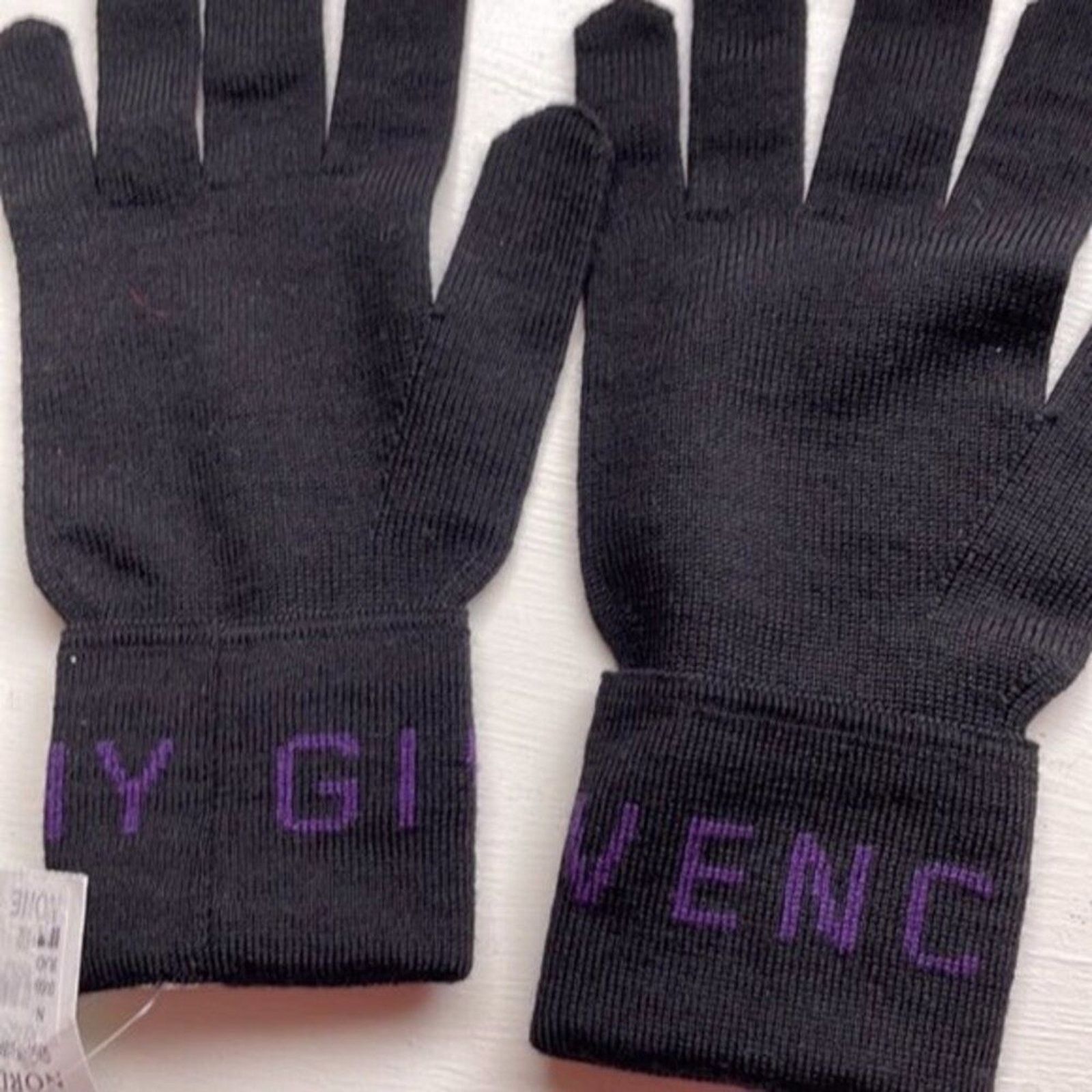 Givenchy Givenchy Logo Cuff Wool Gloves black and purple Size ONE SIZE - 7 Thumbnail
