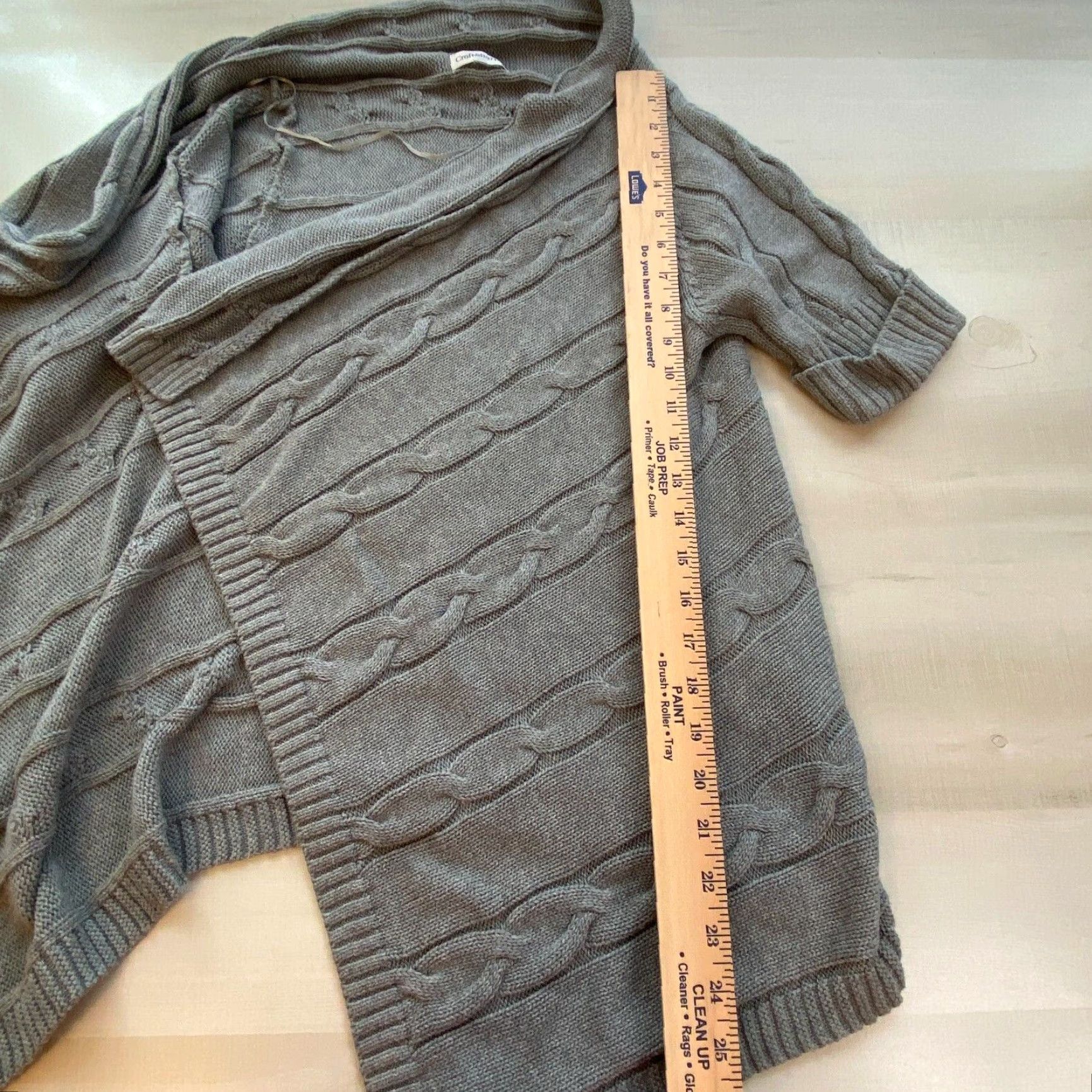 Croft & Barrow Croft & Barrow Womens Medium Gray Short Sleeve Cable Knit Cardigan Sweater Size M / US 6-8 / IT 42-44 - 6 Thumbnail