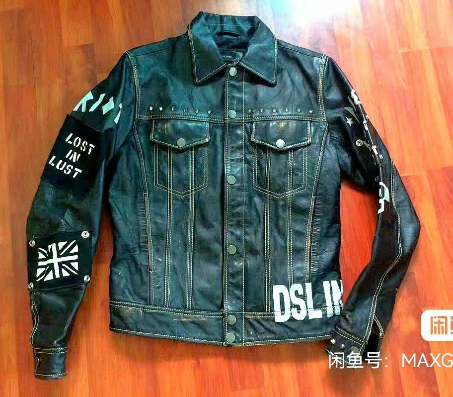 Diesel Diesel Graffiti Stud Patched Distressed Leather Jacket Size US M / EU 48-50 / 2 - 1 Thumbnail