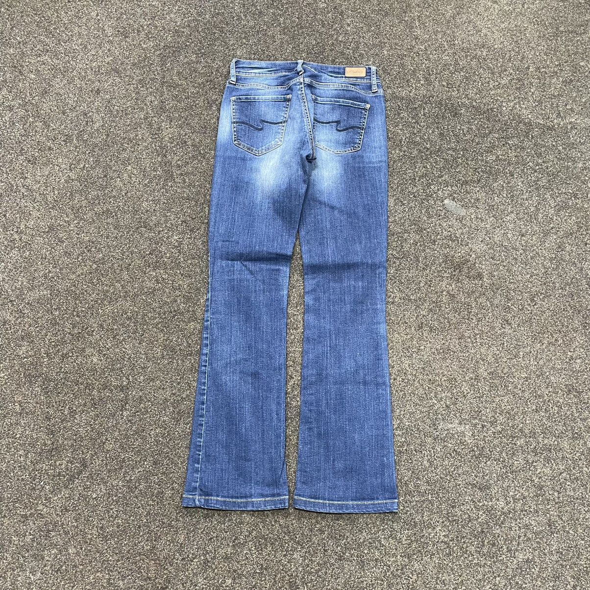 Vintage Y2K Baggy Wide Leg Faded Bootcut Jeans Streetwear Blue Logo Size 32" / US 10 / IT 46 - 2 Thumbnail