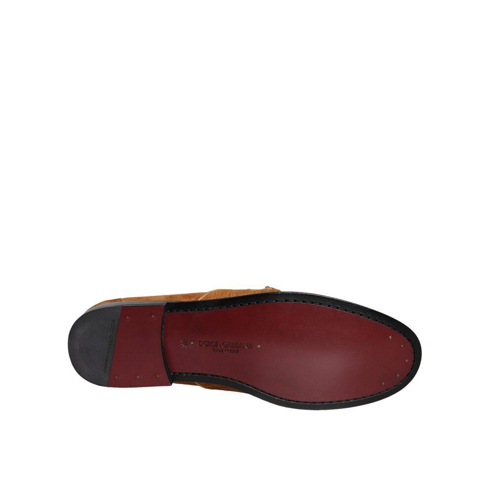 Dolce & Gabbana Dolce & Gabbana Brown Velvet Leather Logo Mocassin Slip On S Size US 10.5 / EU 43-44 - 6 Thumbnail