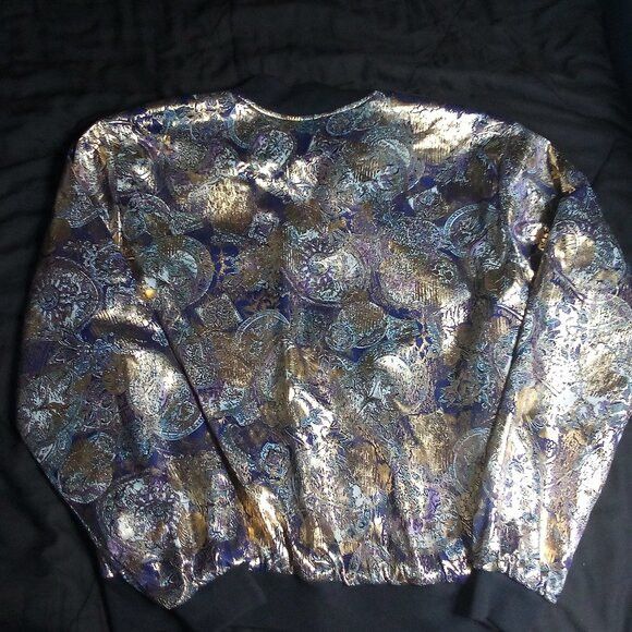 Other Pacific I.D. Abstract Metallic Gold Foil Bomber Satin Jacket Size S / US 4 / IT 40 - 5 Thumbnail