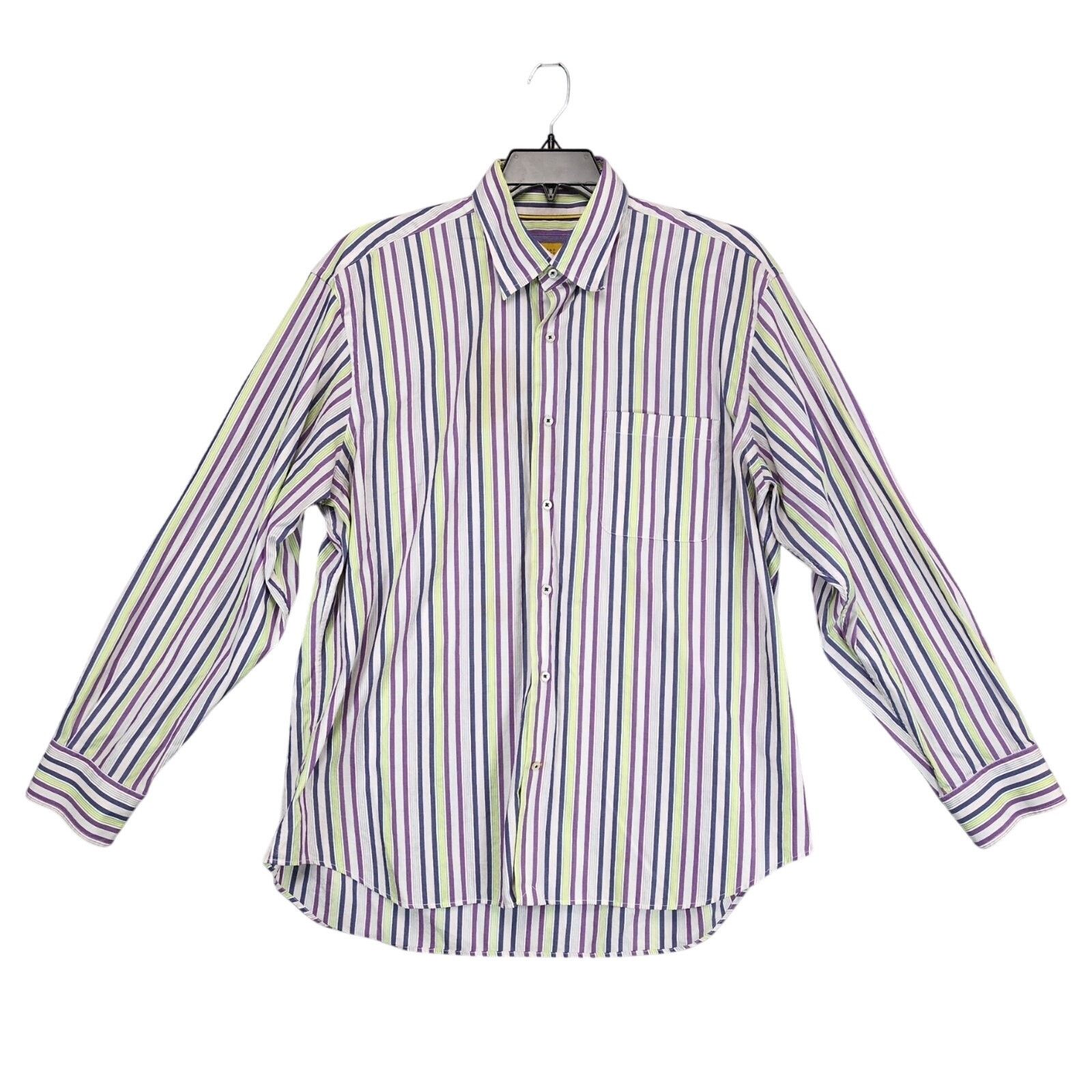 Robert Talbott Robert Talbott Carmel Men's XL Striped Button Up Dress Shirt Size US XL / EU 56 / 4 - 1 Thumbnail