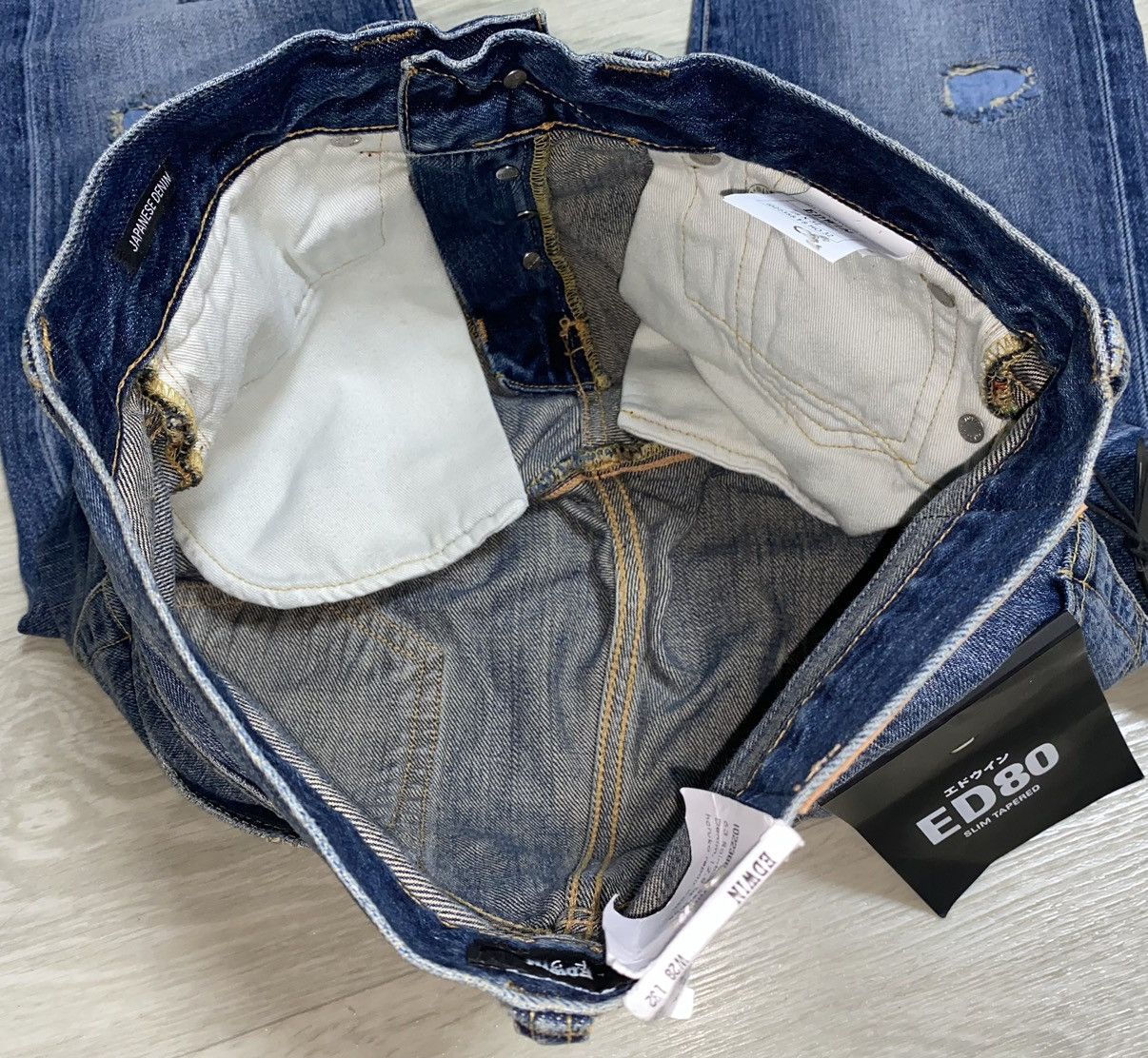 Edwin Edwin ED-80 Rainbow Selvedge Washed Patchwork Torn Denim Size US 28 / EU 44 - 22 Thumbnail