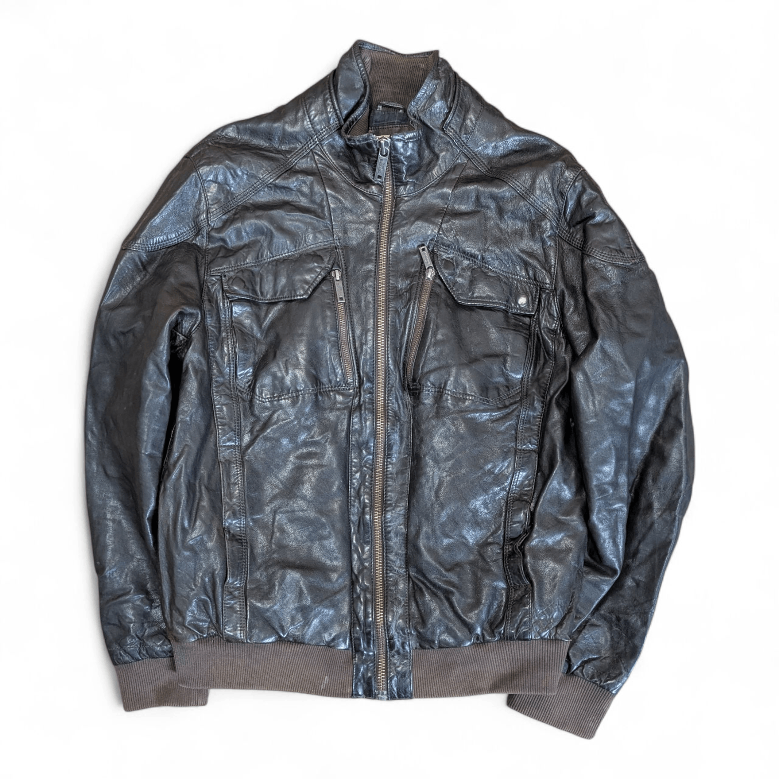 Chevignon CHEVIGNON Sheepskin Leather Flight Bomber Jacket B-CRAWL Size US L / EU 52-54 / 3 - 15 Thumbnail