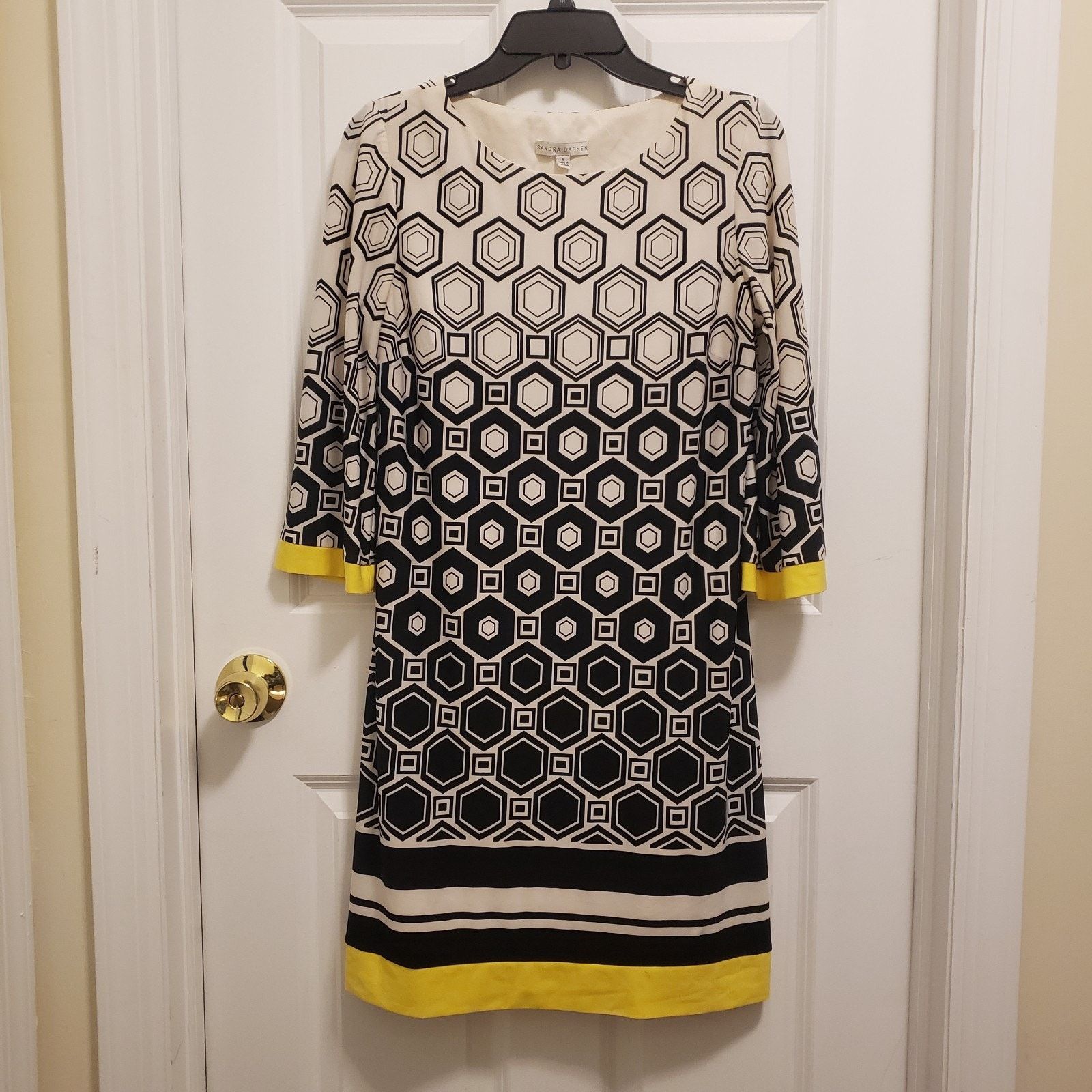 & Other Stories Sandra Darren Black White Yellow Hexagon Shift Dress Size 8 Size M / US 6-8 / IT 42-44 - 1 Thumbnail