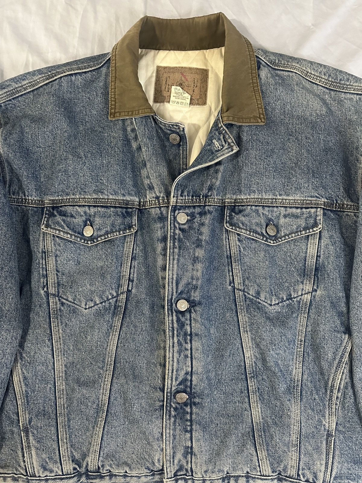 VTG 90’s Gap Men’s Denim Trucker Jacket with online Leather collar Size XL