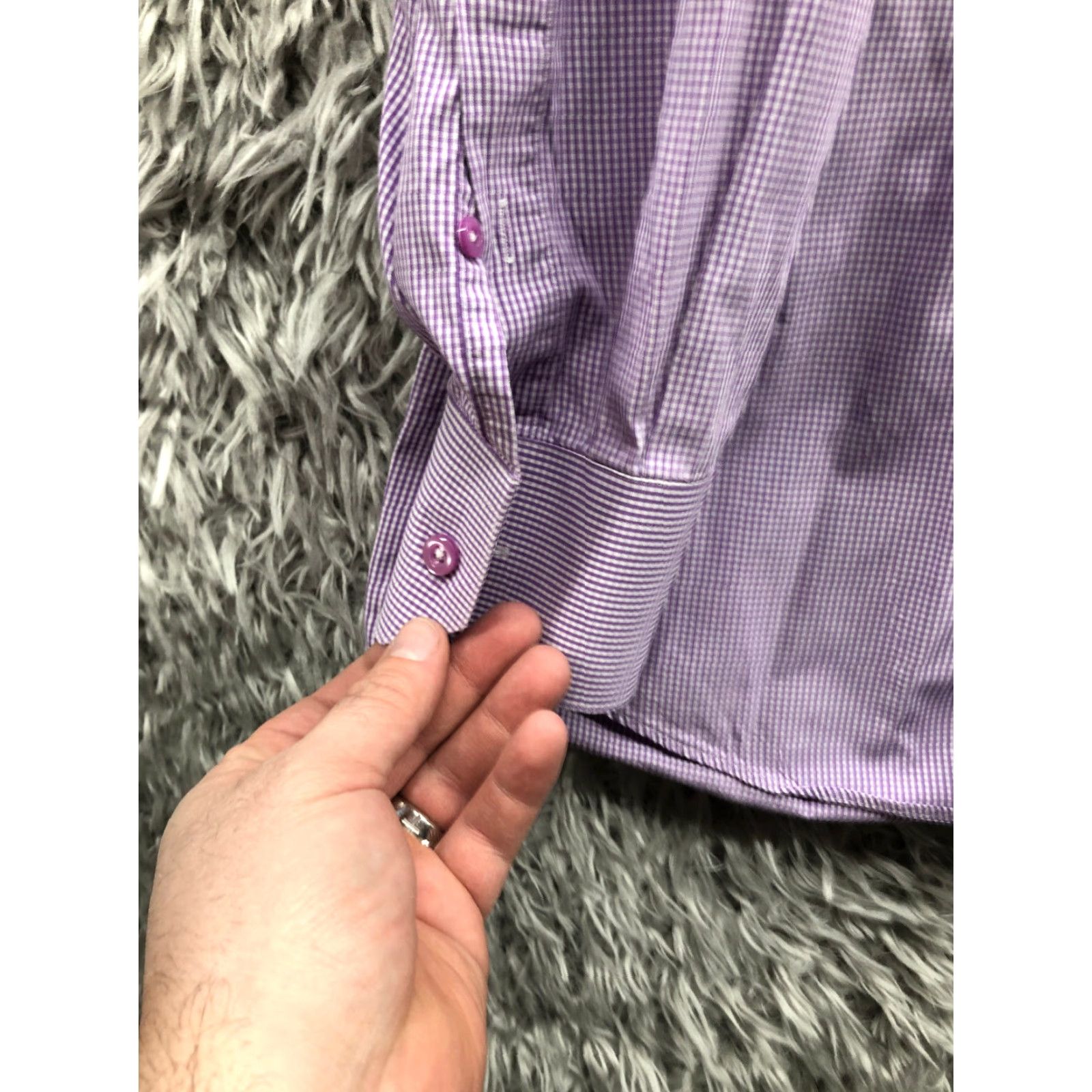 Vintage Robert Brett Shirt L Mens Purple Plaid Long Sleeve Button-Down Collar Size US L / EU 52-54 / 3 - 2 Thumbnail