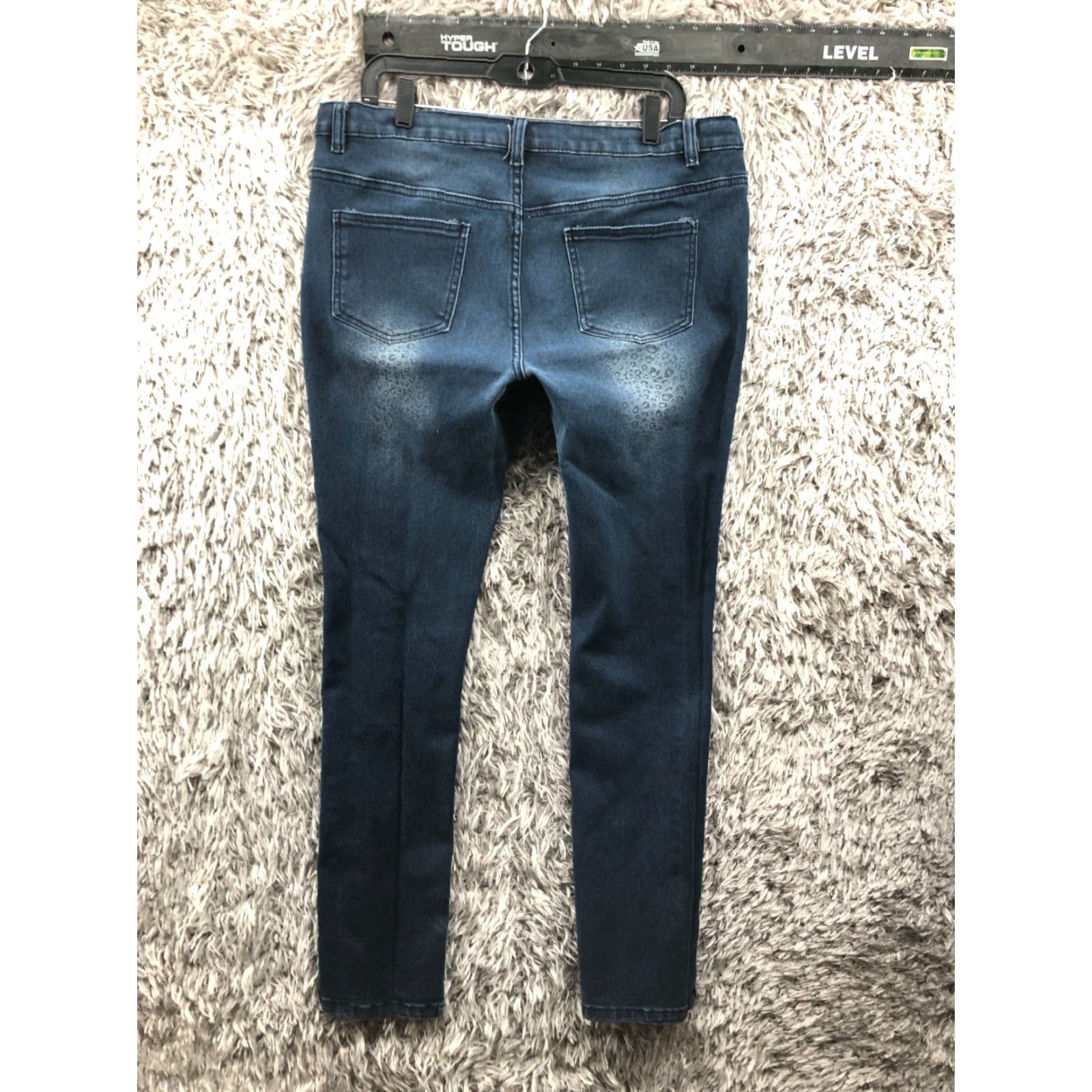 Vintage Miss Jeaniest Jeans Size 16 Womens Mid Rise Blue Denim Animal Print Accent Skinny Jeans Size 38" / US 16 / IT 52 - 6 Thumbnail