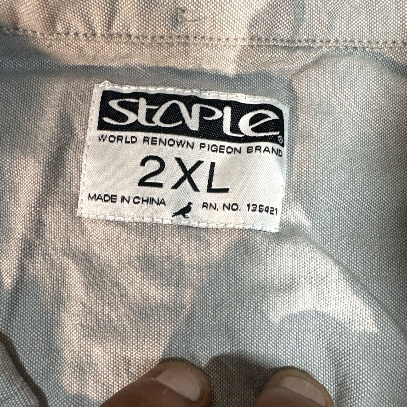 Vintage Staple Button Down Short Sleeve Shirt Gray 2XL Men's Size US 39 - 2 Thumbnail