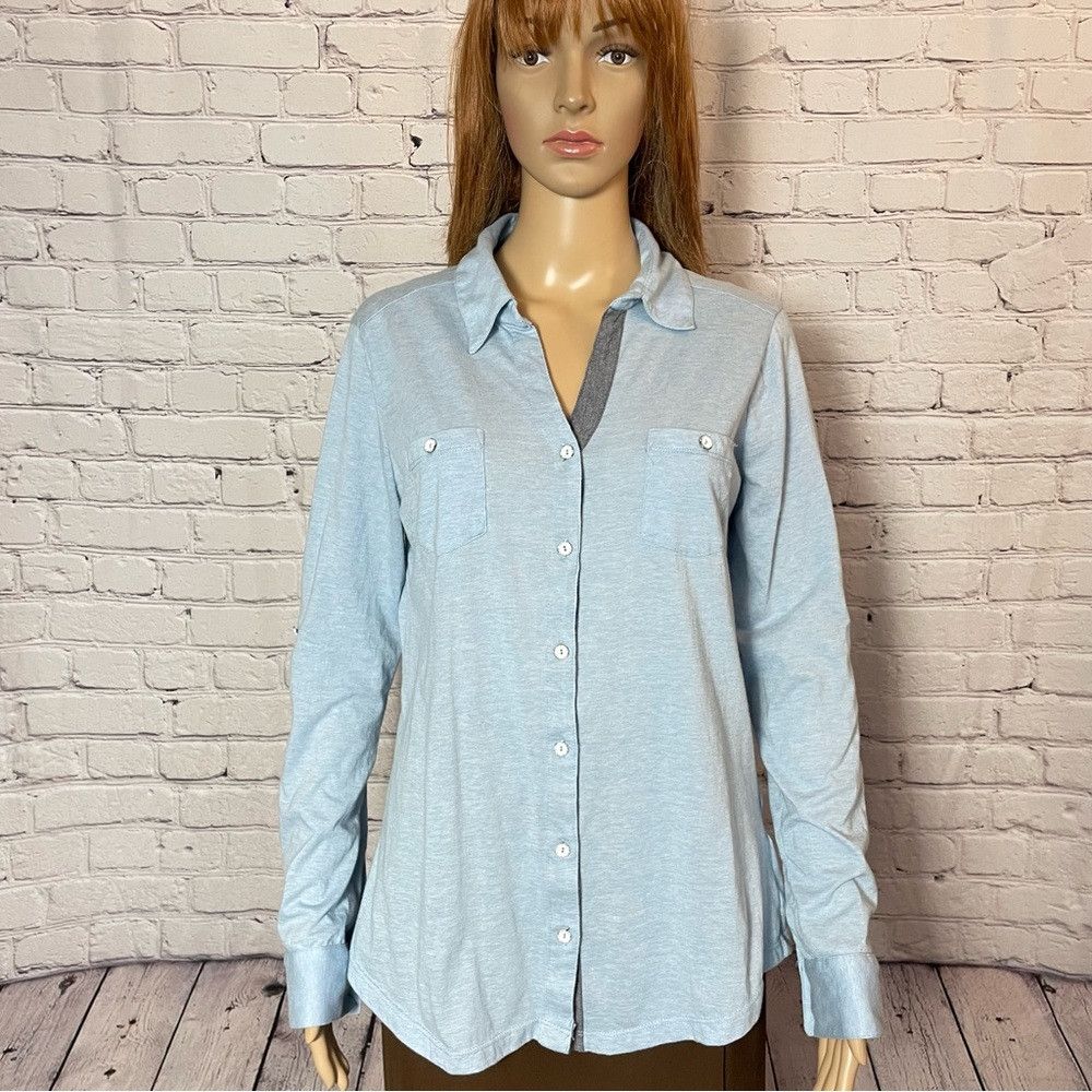 Other Attention Cotton Jersey Blue Long Sleeve Button Shirt Size Size L / US 10 / IT 46 - 1 Thumbnail