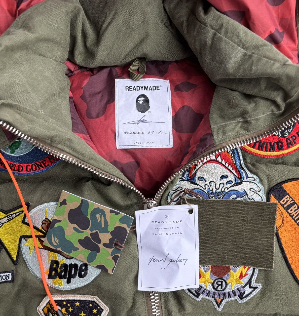 Bape Bape x ReadyMade Tiger/Shark Patch Down Parka Size US XL / EU 56 / 4 - 9 Thumbnail