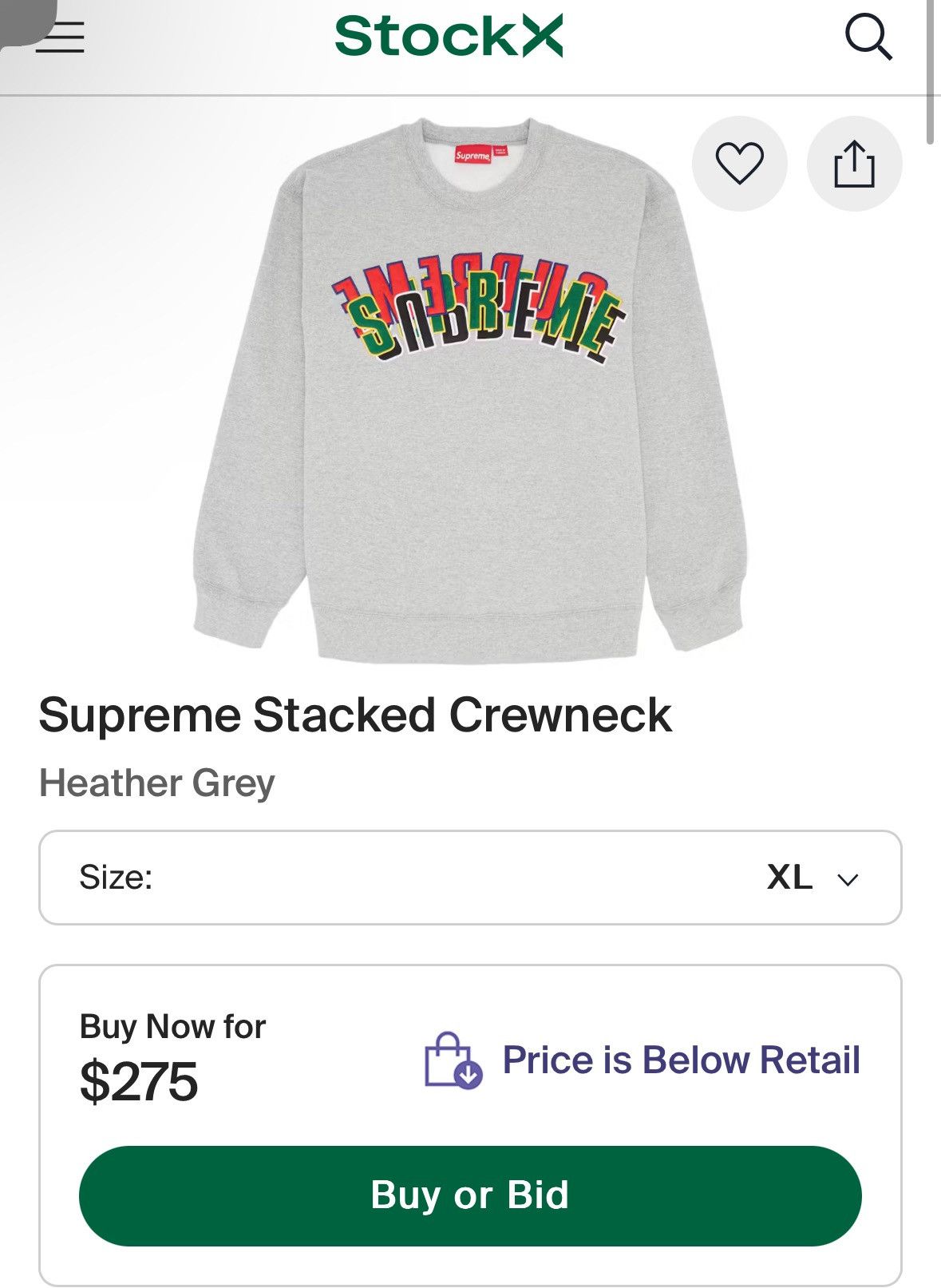 Supreme Supreme Stacked Crewneck Heather Grey Size US XL / EU 56 / 4 - 15 Thumbnail