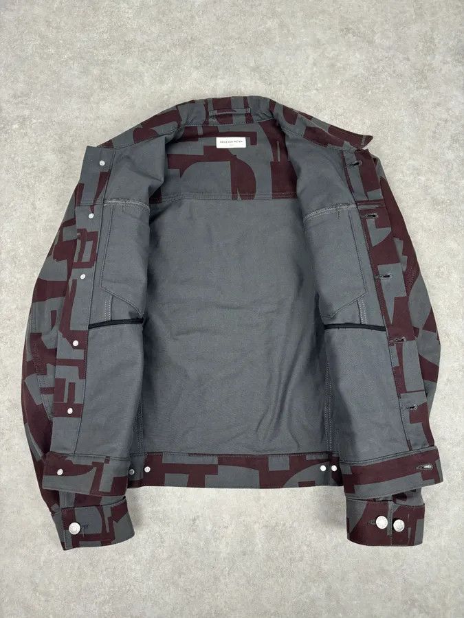 Dries Van Noten Dries Van Noten Burgundy & Grey Digital Print Denim Jacket Size US M / EU 48-50 / 2 - 7 Thumbnail