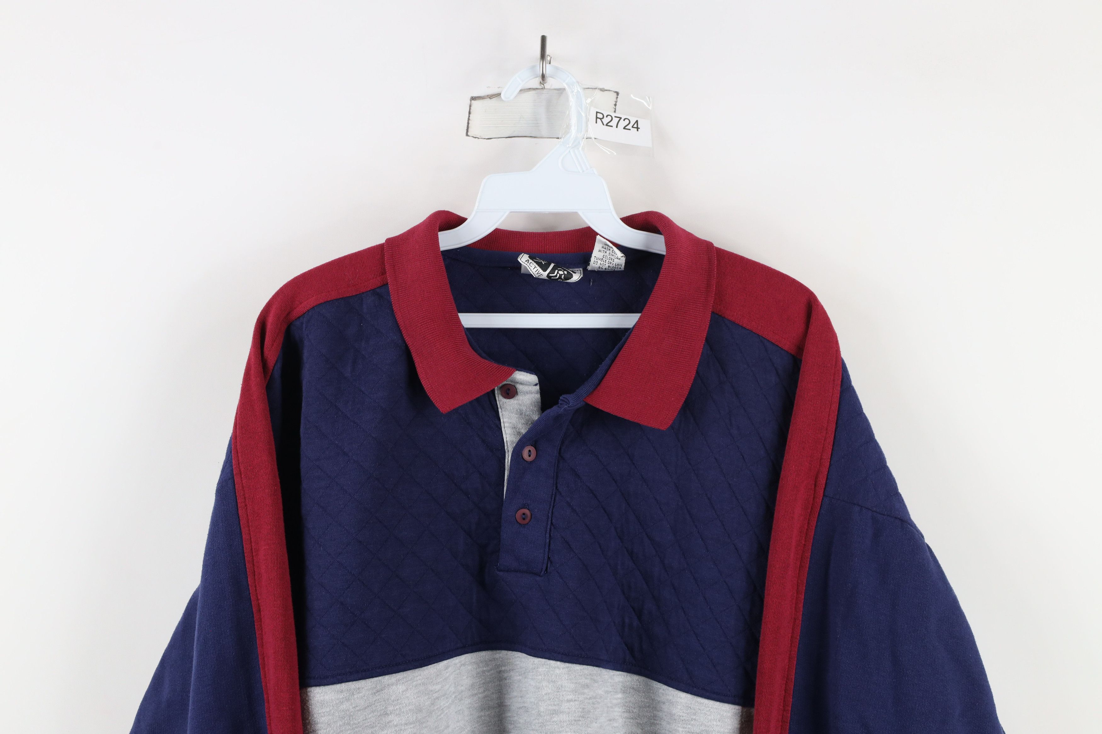 Vintage Vintage 90s Streetwear Block Boxy Fit Collared Sweatshirt Size US XL / EU 56 / 4 - 2 Thumbnail