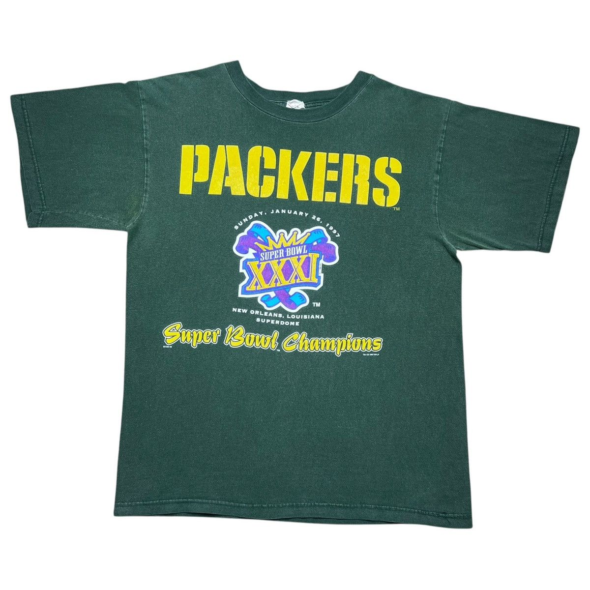 NFL Vtg 1997 NFL Green Bay Packers Super Bowl Champions T-Shirt Size US L / EU 52-54 / 3 - 1 Thumbnail