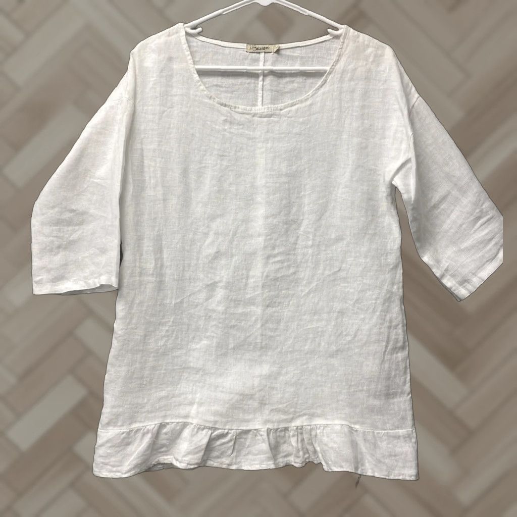 Vintage VINTAGE Lungo L'arno Linen Tunic Top Women Size S White Linen Blouse Made in Italy Size S / US 4 / IT 40 - 1 Thumbnail