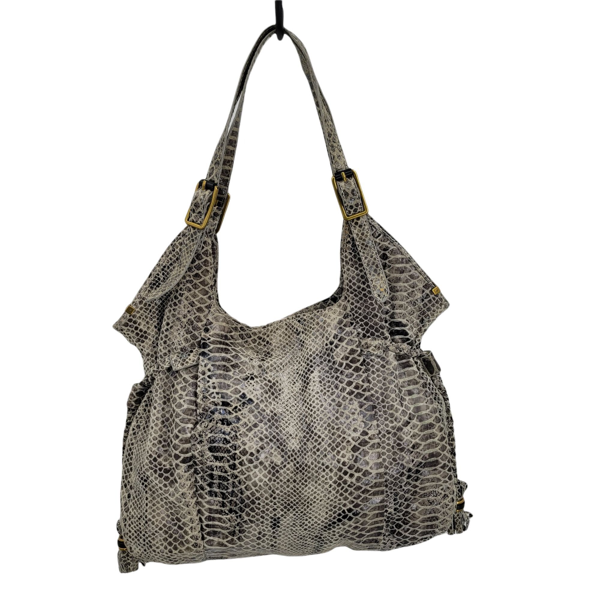 Other Elliott Lucca Leather Gray Cream Snakeskin Hobo Shoulder Bag Size ONE SIZE - 5 Thumbnail