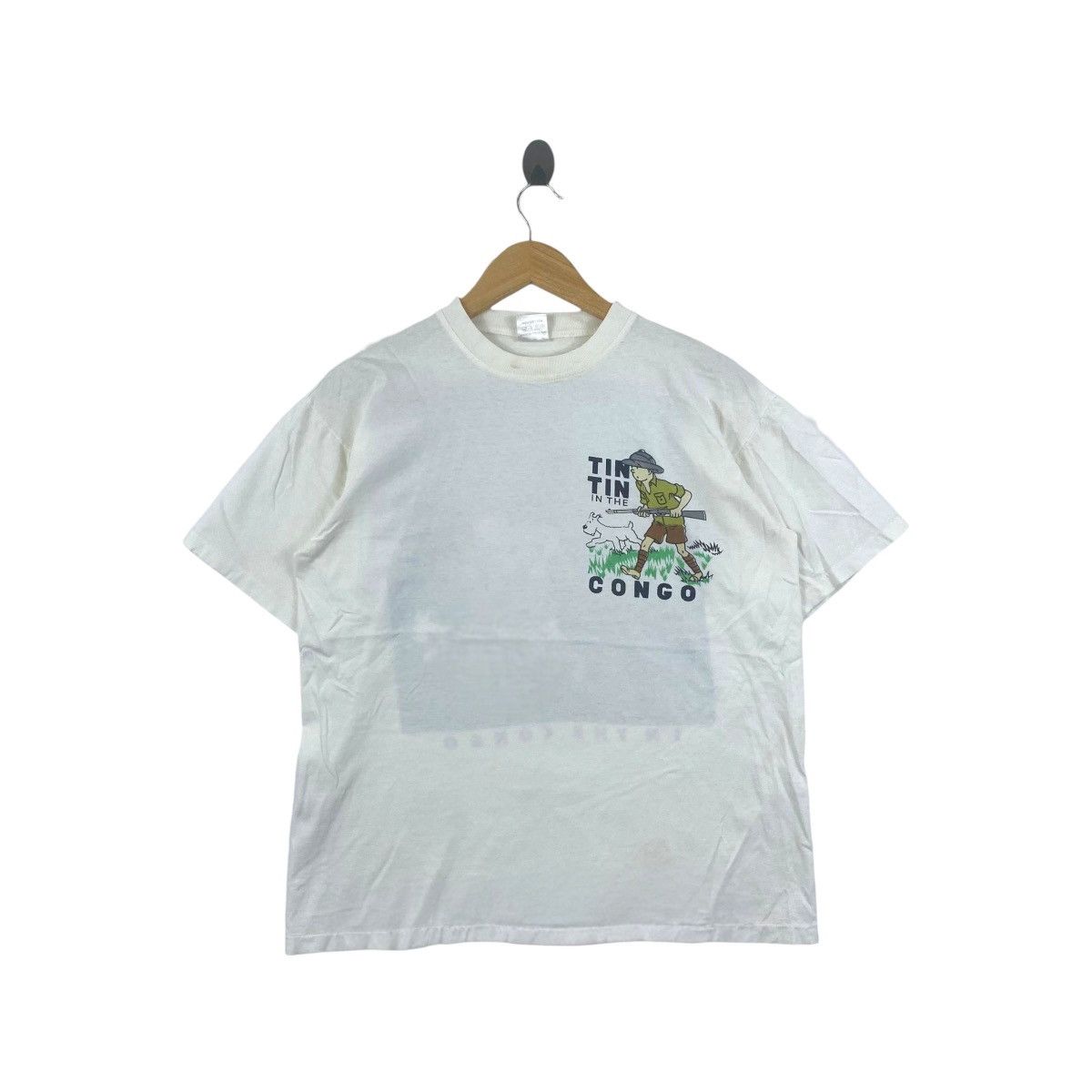 Vintage Vintage THE ADVENTURES OF TINTIN Congo Movie Tee Shirt Size US M / EU 48-50 / 2 - 2 Thumbnail