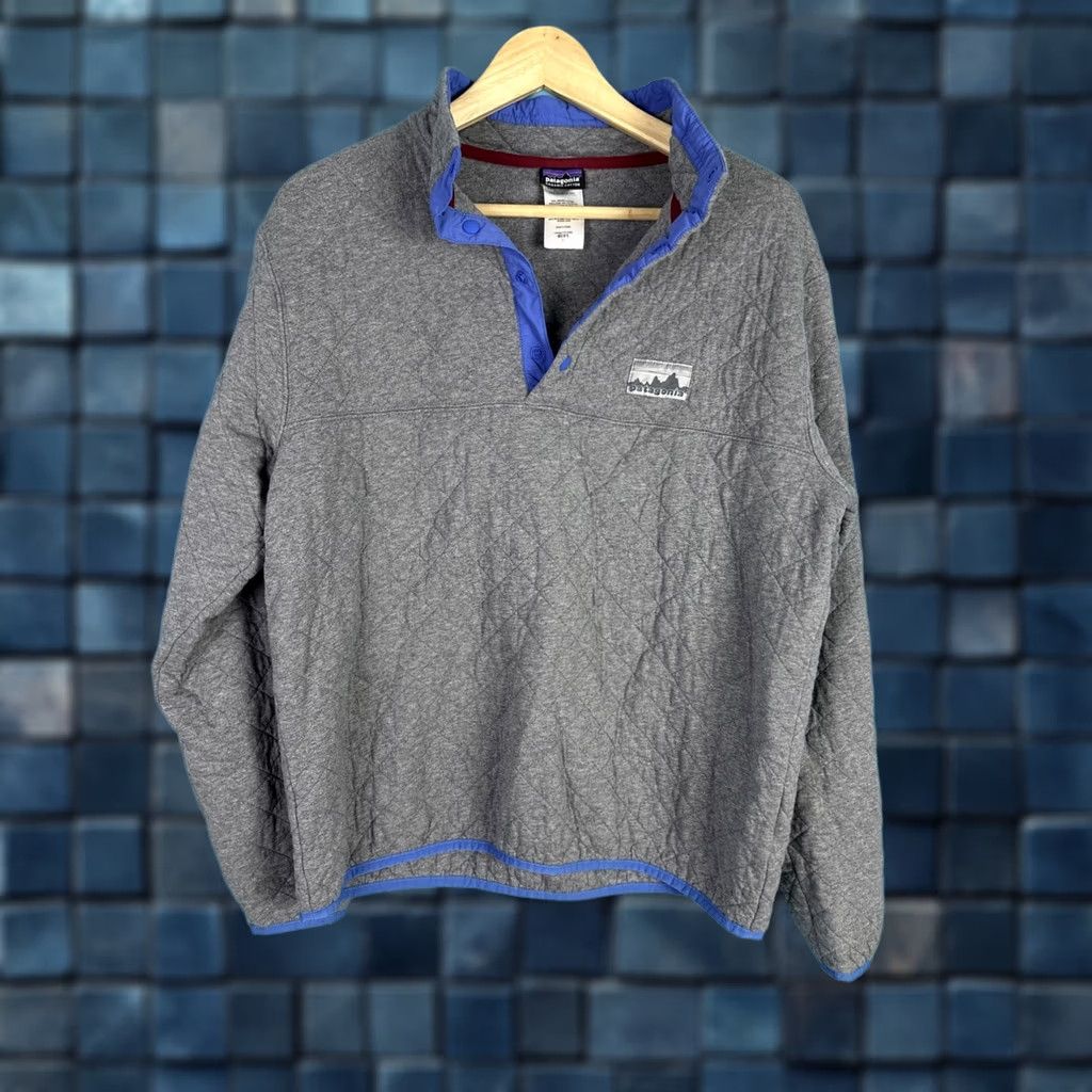 Patagonia Patagonia Pullover Jacket Mens Large Gray Quilted Snap-T Cotton Fleece Size US L / EU 52-54 / 3 - 1 Thumbnail
