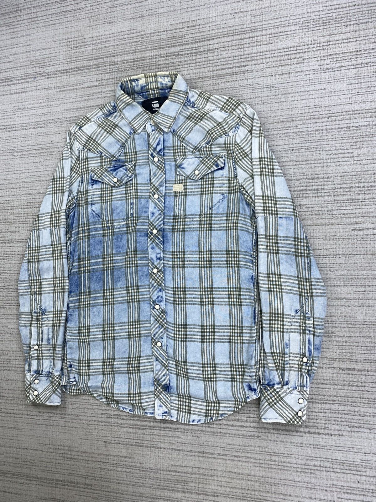 G-Star Vintage G-Star Raw Acid Wash Plaid Button Ups Shirt Size US S / EU 44-46 / 1 - 4 Thumbnail