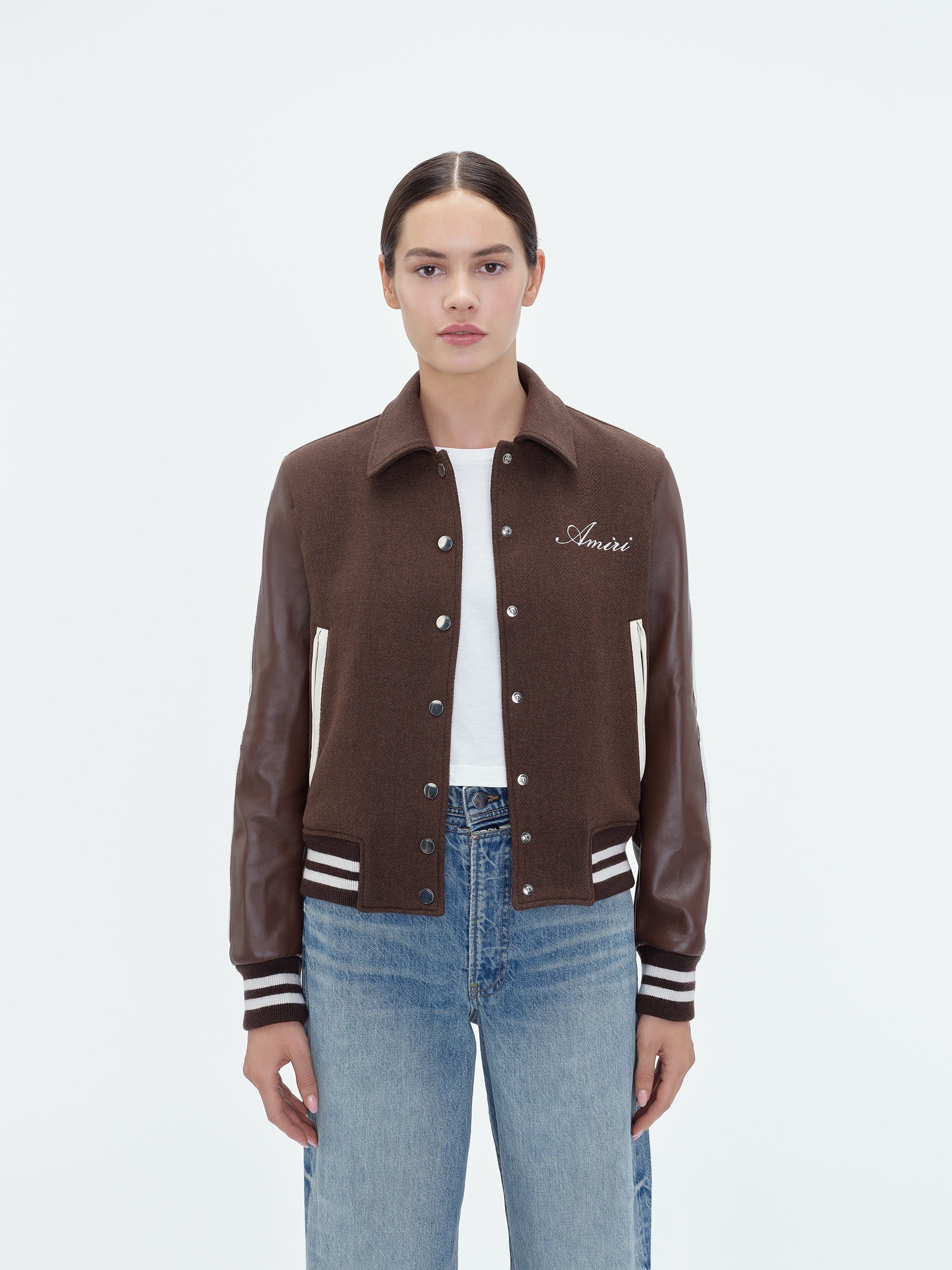 Amiri oc11z0325 Bones Bomber Jacket in Brown/White Size L / US 10 / IT 46 - 2 Thumbnail