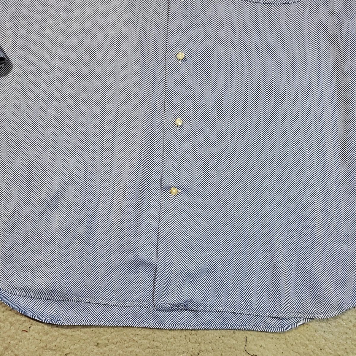 Paul Smith Paul Smith Mens Large Blue White Herringbone LS Dress Shirt Size US L / EU 52-54 / 3 - 4 Thumbnail
