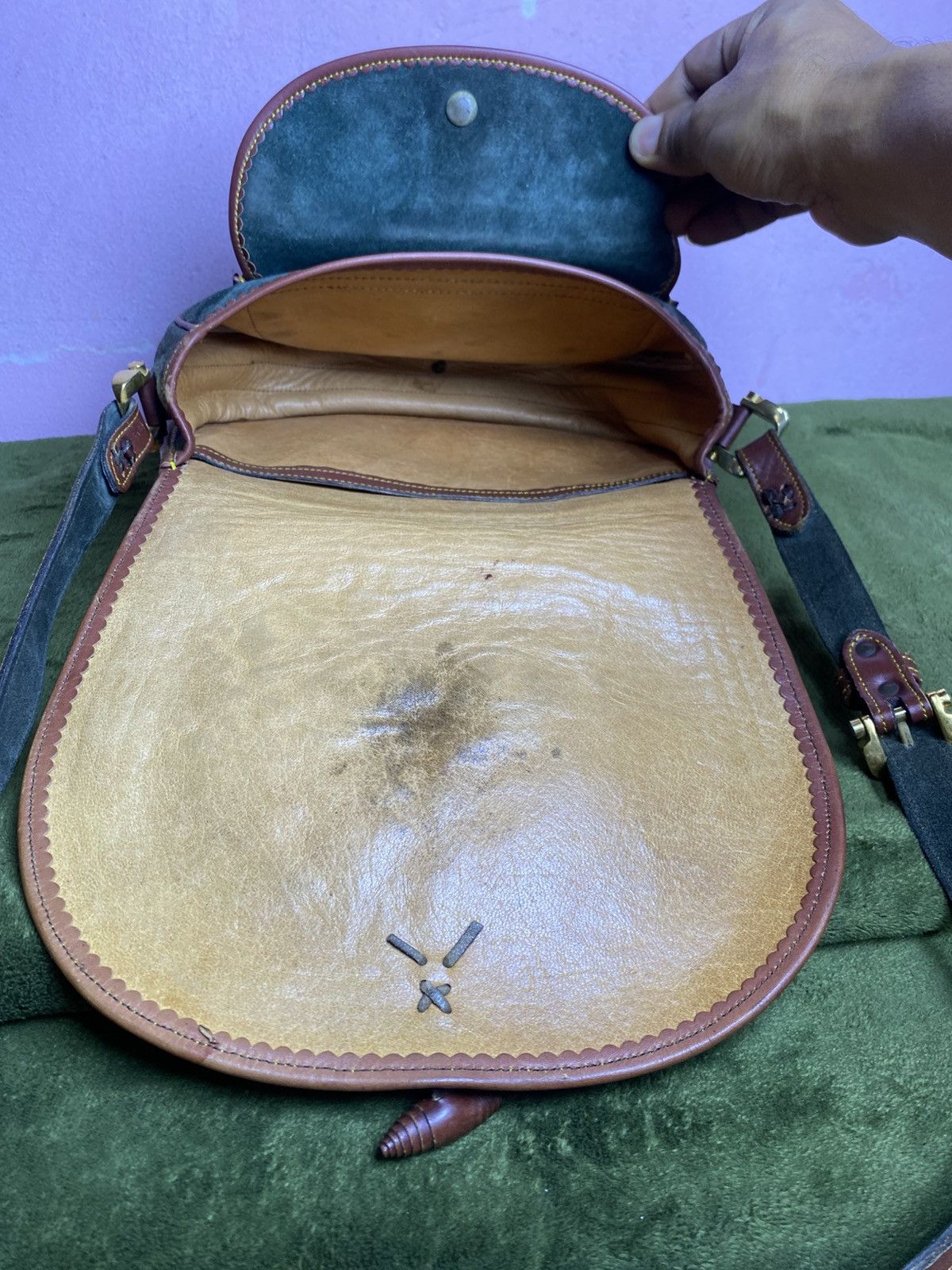 Loewe LOEWE Caza cordoban green suede and brown leather Size ONE SIZE - 15 Thumbnail