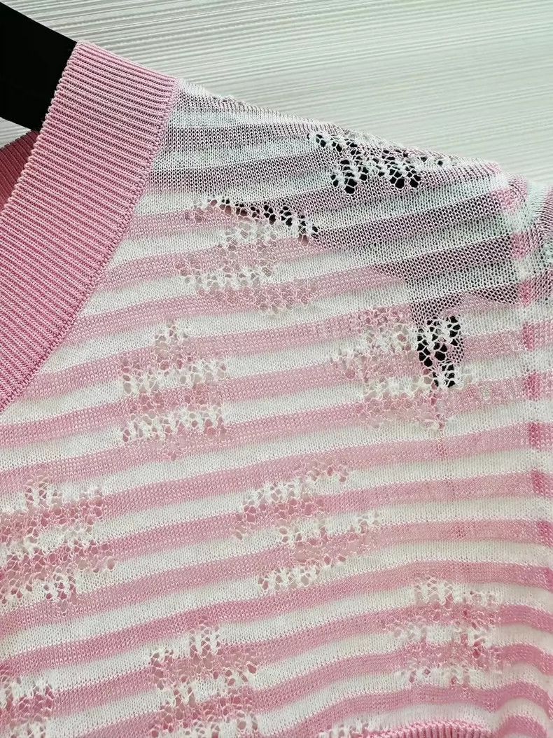 Chanel Chanel 24C pink striped hollow cc knitted cardigan coat Size XXS / US 00 / IT 34 - 5 Thumbnail