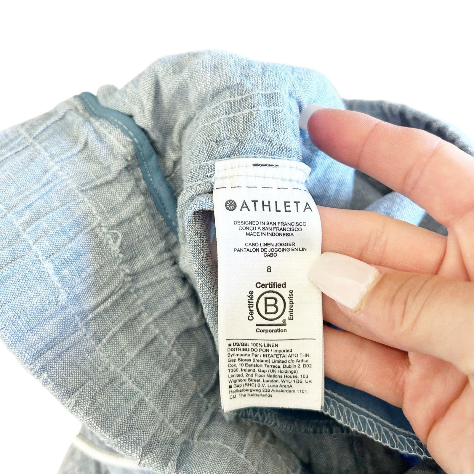 Athleta Athleta Blue Chambray Cabo Linen Joggers Sz 8 Size 30" / US 8 / IT 44 - 3 Thumbnail