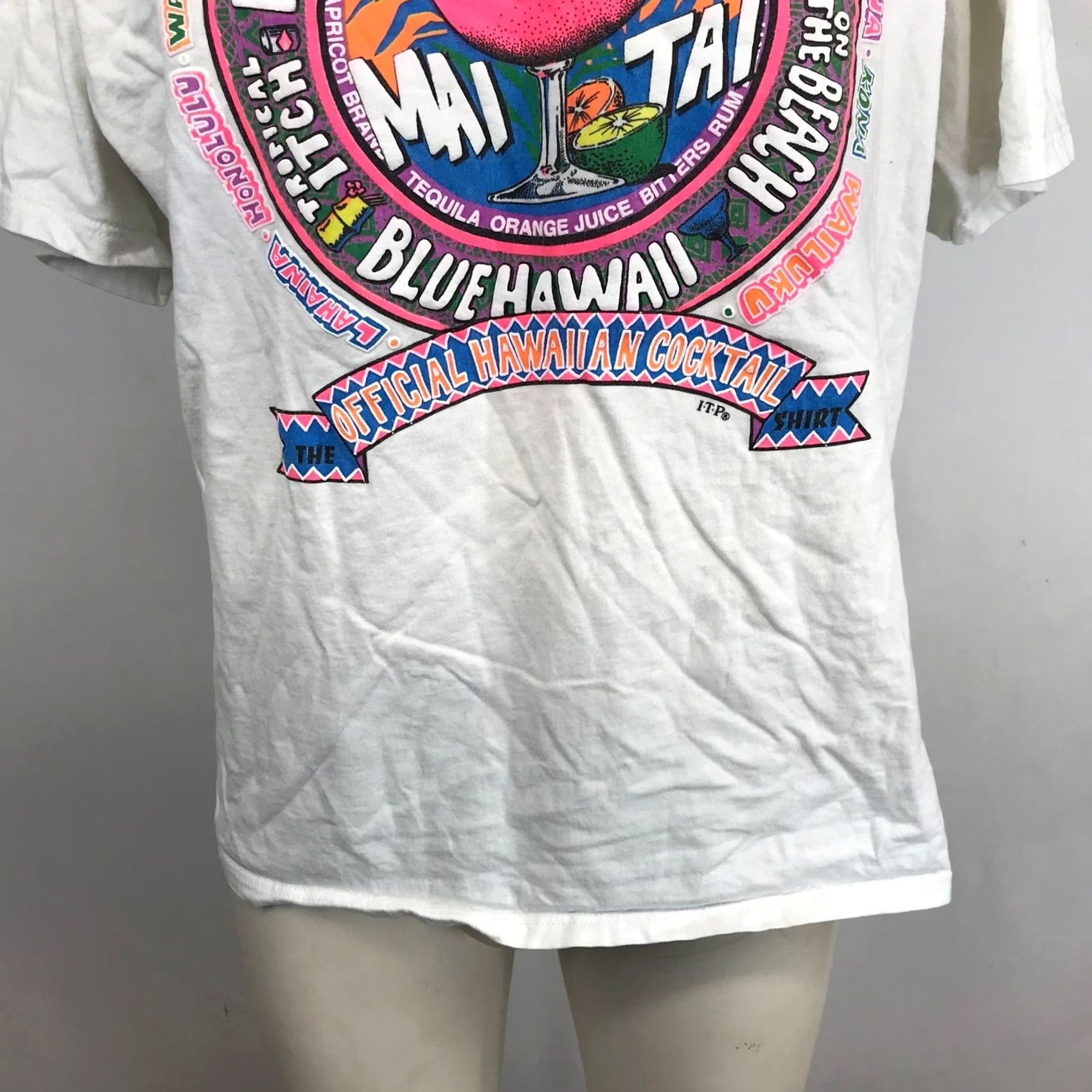 Jerzees VINTAGE Jerzees Hawaii Cocktail Graphic T-Shirt White Mens Large 90s Made in USA Size US L / EU 52-54 / 3 - 3 Thumbnail