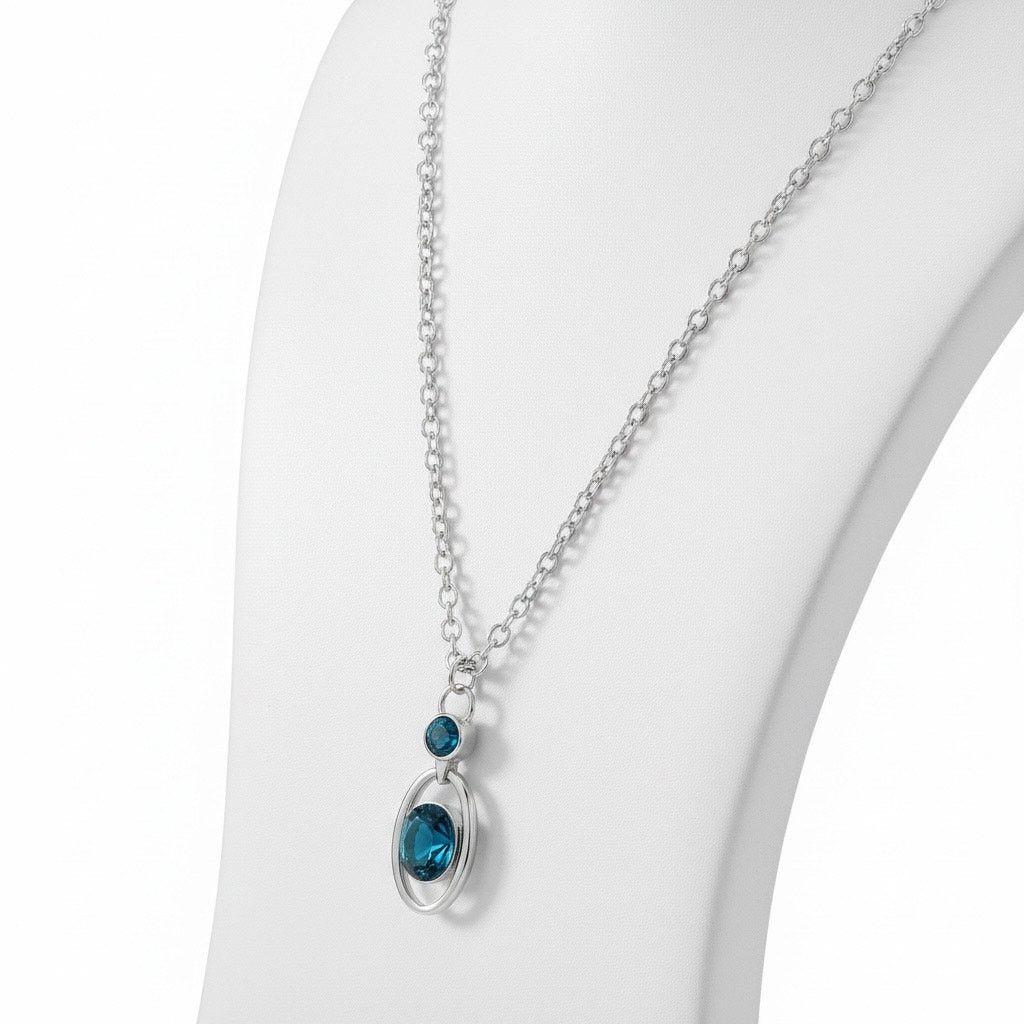 Anne Klein Anne Klein Silver Tone Blue Crystal Pendant Necklace New Size ONE SIZE - 2 Thumbnail