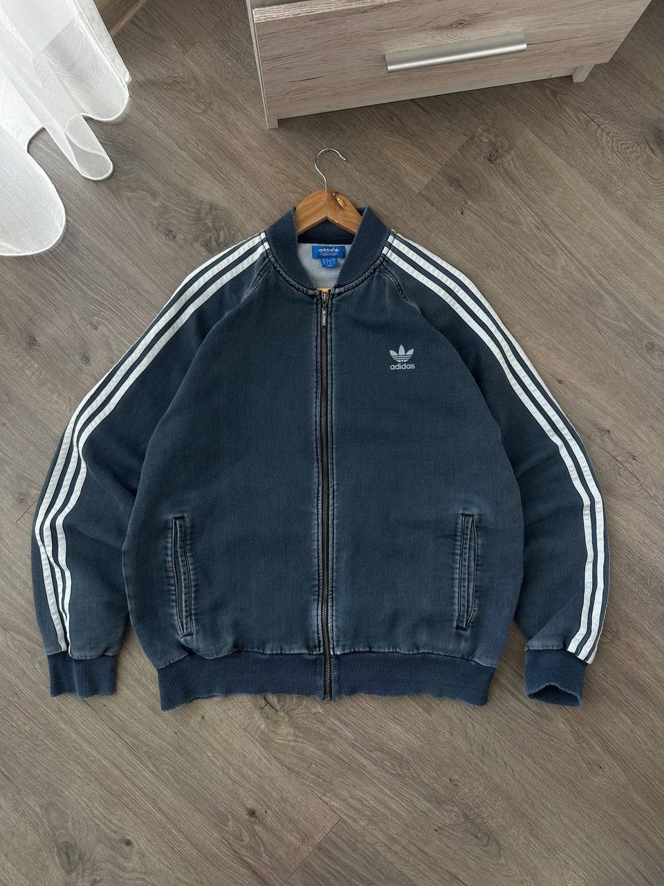 Adidas × Vintage Vintage Adidas Distressed Faded Blue Zip Hoodie Size US XL / EU 56 / 4 - 10 Thumbnail