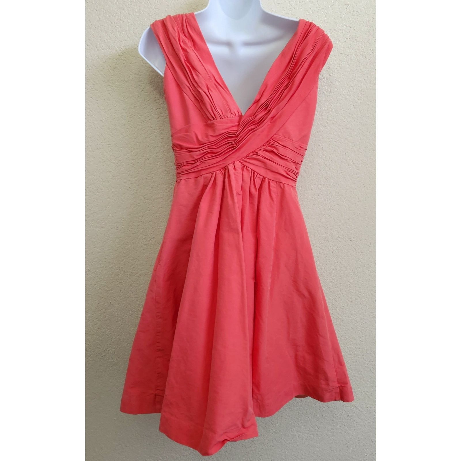 Anthropologie Mirror of Venus Anthropolgie Coral Orange Silk Dress 2 Size XS / US 0-2 / IT 36-38 - 2 Thumbnail