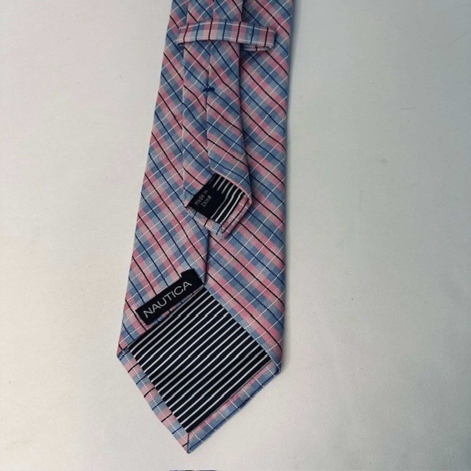 Nautica NAUTICA Men's 100% Silk Classic Necktie Designer Pink/Blue Size ONE SIZE - 2 Thumbnail