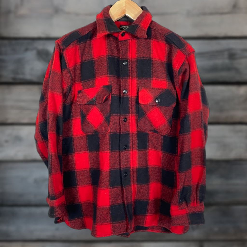 Vintage VINTAGE Winter King Wool Flannel Shirt Jacket - Red Black Buffalo Plaid - Men's Large - 70s Grunge Casual Workwear Shirt-Jacket Size US L / EU 52-54 / 3 - 1 Thumbnail