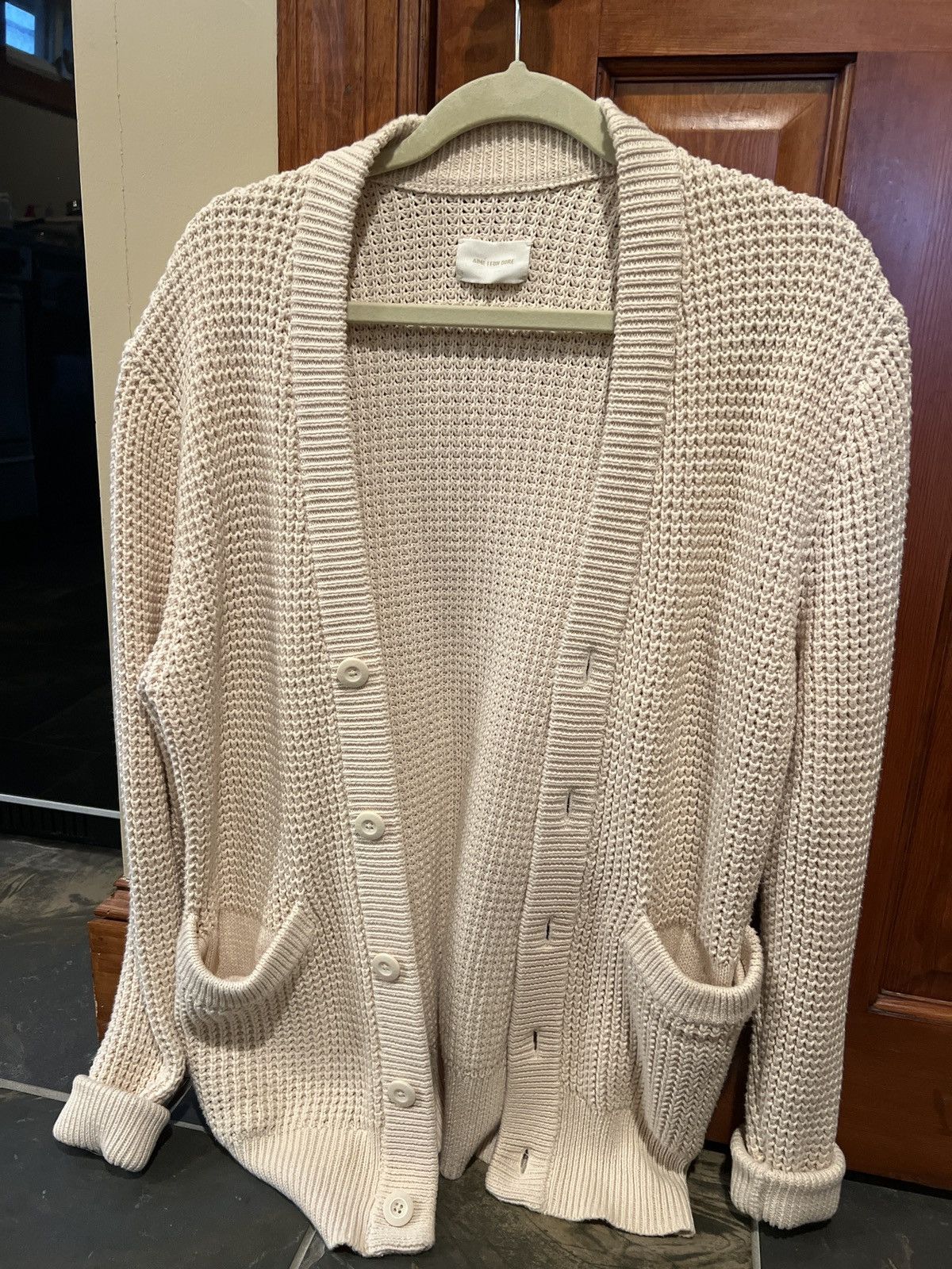 Aime Leon Dore Aime Leon Dore Waffle Cardigan - Cream Size US S / EU 44-46 / 1 - 1 Thumbnail