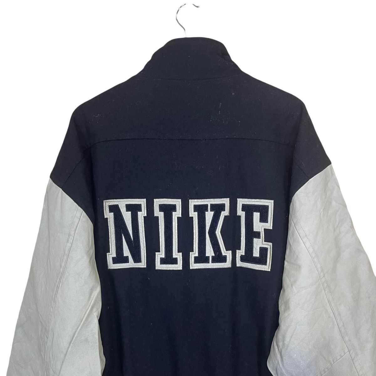 Nike Vintage 90s Nike Varsity Sleeve Leather Jacket Size US L / EU 52-54 / 3 - 4 Thumbnail
