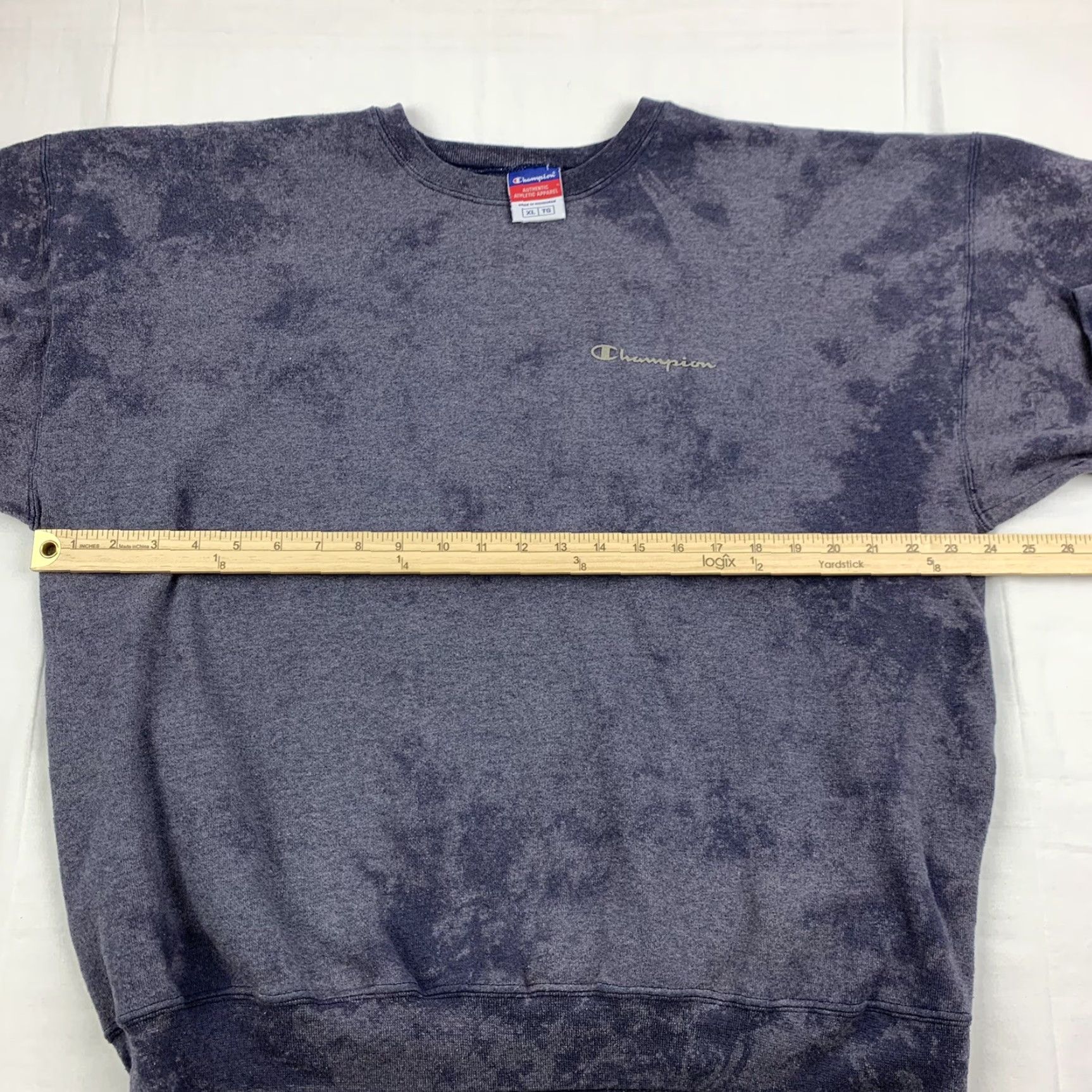 Champion VINTAGE Champion Sweatshirt Adult XL Navy Bleach Dyed Crewneck Pullover Y2K Mens Size US XL / EU 56 / 4 - 6 Thumbnail
