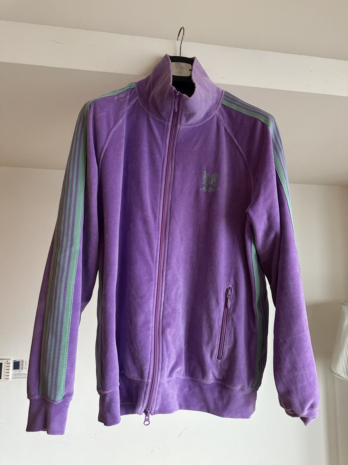 image of Awge x Needles Velour Tracktop in Purple, Men's (Size Large)