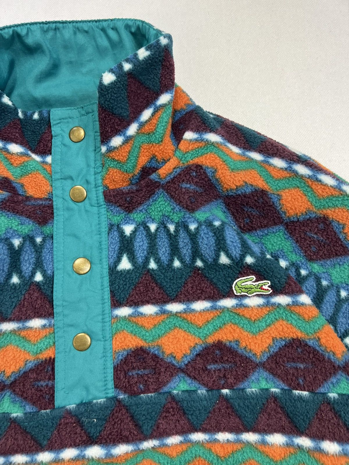 Lacoste Fleece Jacket Lacoste Small Logo Patterns Polar Patterns V Size US XXL / EU 58 / 5 - 2 Thumbnail