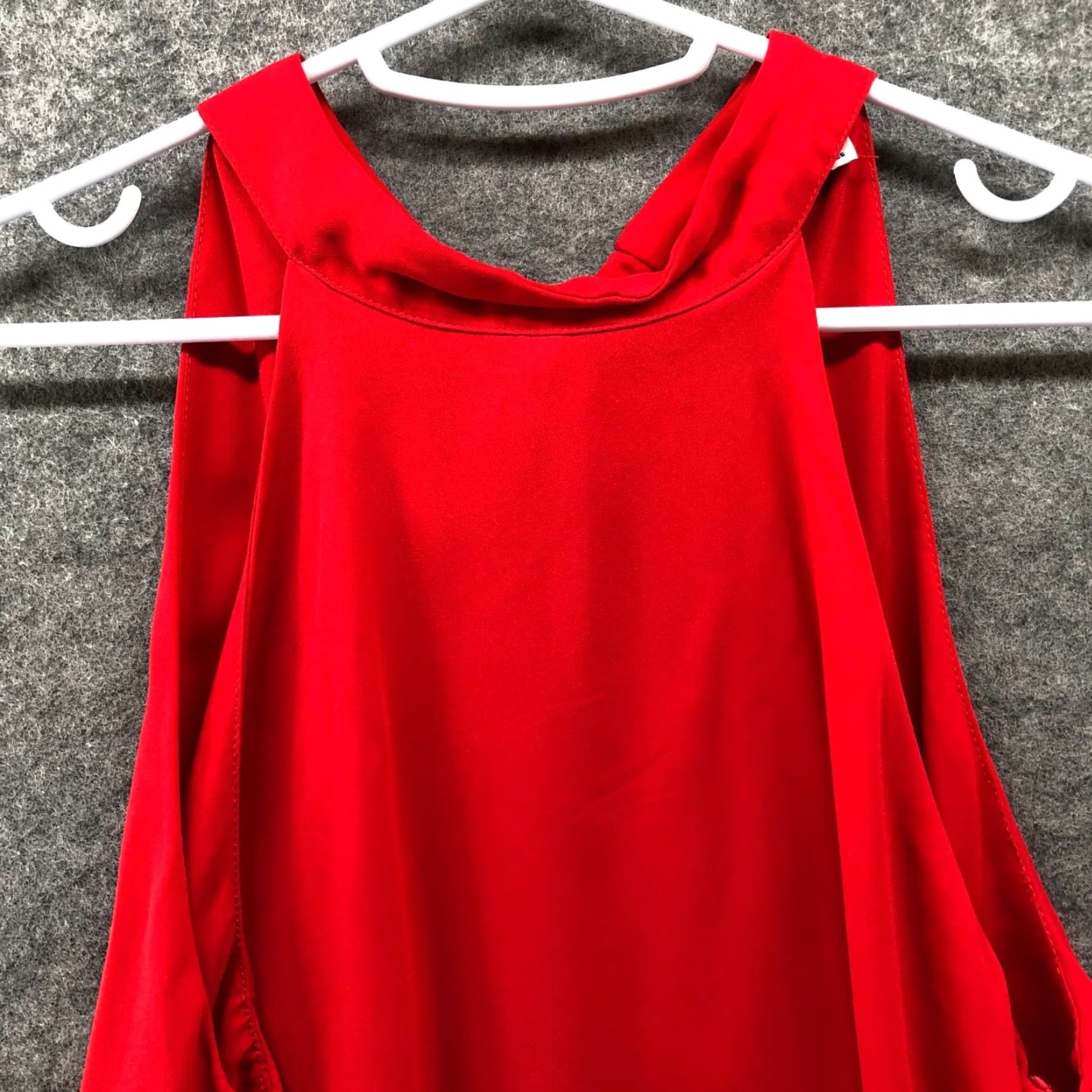 Zara Zara Blouse Sleeveless Womens S Red Tank Tiered Tie Neck Chiffon Polyester High Neck Casual Top Size S / US 4 / IT 40 - 3 Thumbnail